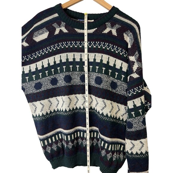 VINTAGE Todays News Sweater Unisex Adult Geometric Pattern Grandpa Fisherman XL - Picture 11 of 16